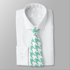 Aquamarines und weißes Hahnentrittmuster Necktie Krawatte