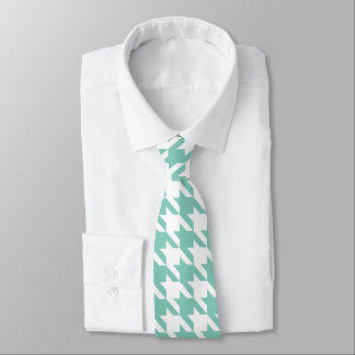 Aquamarines und weißes Hahnentrittmuster Necktie Krawatte