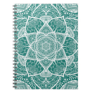 Aquamarines und weißes Mandala - Loerganin Eukalyp Notizblock