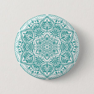 Aquamarines und weißes Mandala - Loergano im Tessi Button