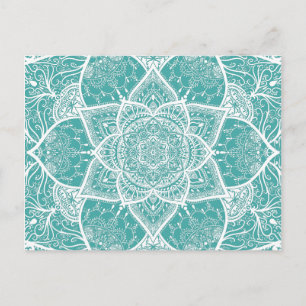 Aquamarines und weißes Mandala - Loergano im Tessi Postkarte