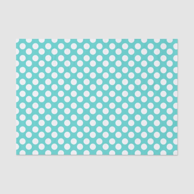 Aquamarines und weißes Polka-Punkt-Seidenpapier Seidenpapier (Vorderseite)