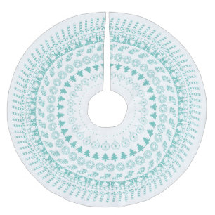 Aquamarines und weißes Weihnachtsmuster Polyester Weihnachtsbaumdecke