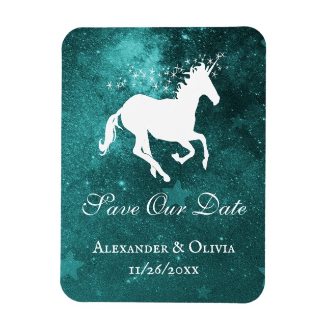 Aquamarines Unicorn speichert das Datumsfenster Magnet (Vertikal)
