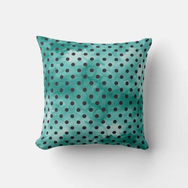 Aquamarines Watercolor-Polka-Punkt-Kissen Kissen (Vorderseite)