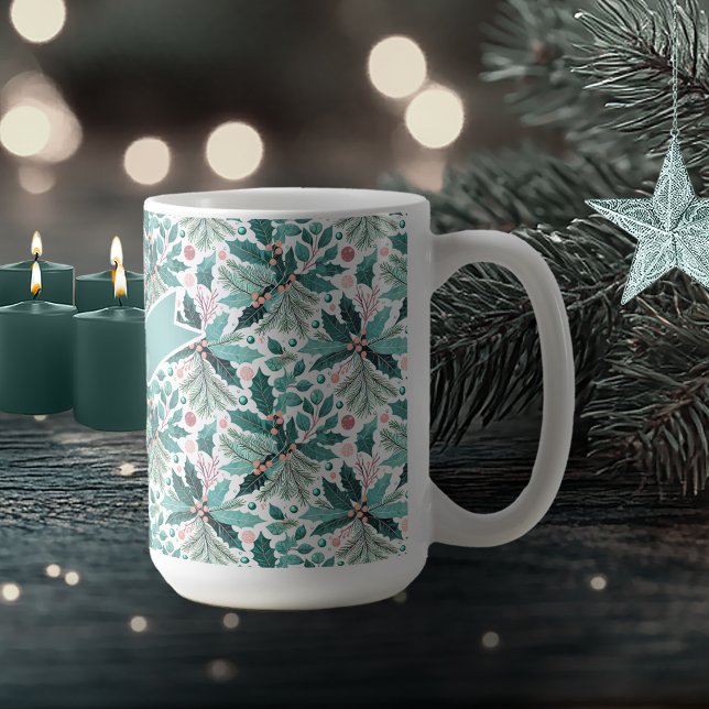 Aquamarines Weihnachts-Holly-Berries-Muster#17 ID1 Kaffeetasse (Von Creator hochgeladen)
