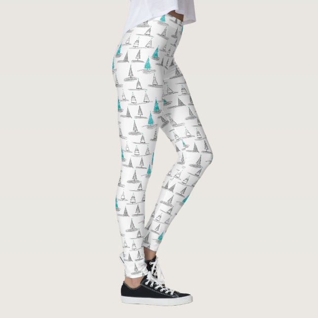 Aquamarines Weihnachtsbaummuster#5 ID1009 Leggings (Rechts)