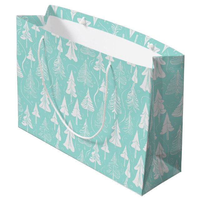 Aquamarines Weihnachtsbaummuster#6 ID1009 Große Geschenktüte (Rückseite Schrägansicht)