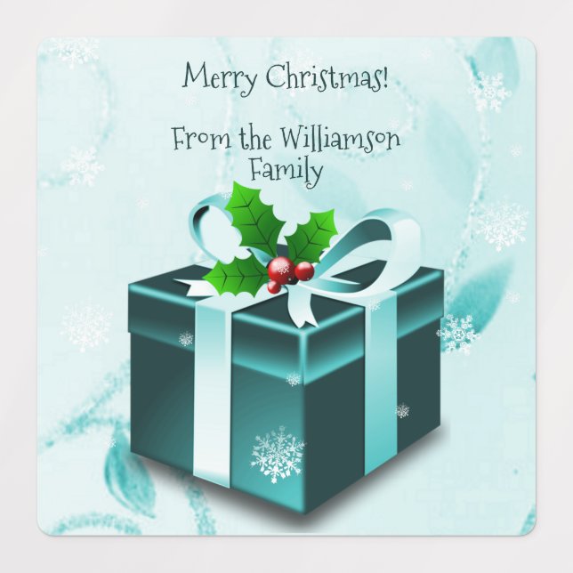 Aquamarines Weihnachtsgeschenk Etiketten (Design 3)