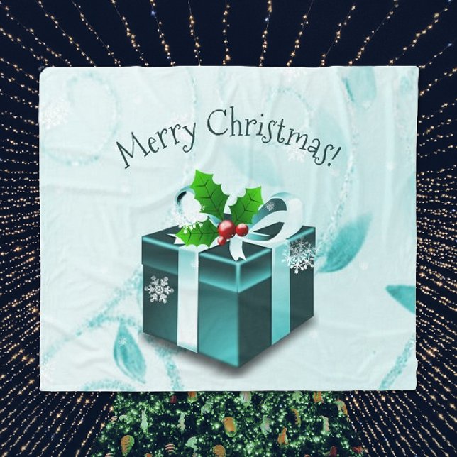 Aquamarines Weihnachtsgeschenk Fleecedecke (Teal Christmas Gift Holiday Blanket)