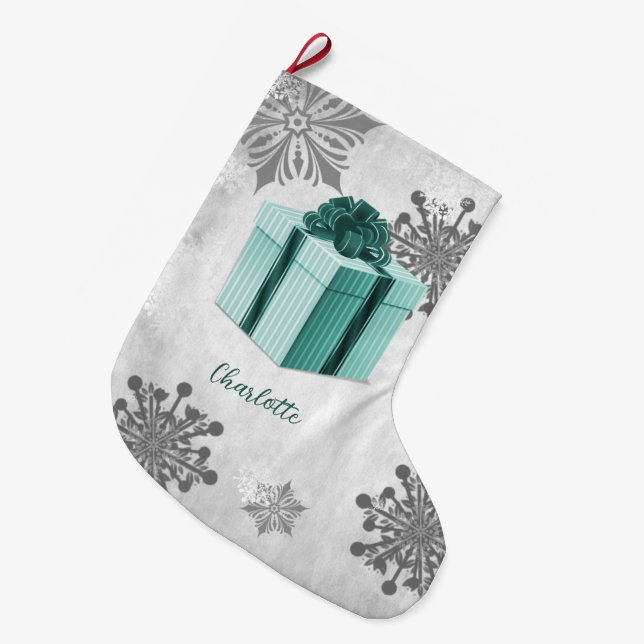 Aquamarines Weihnachtsgeschenk Strumpf Großer Weihnachtsstrumpf (Vorderansicht (hängend))