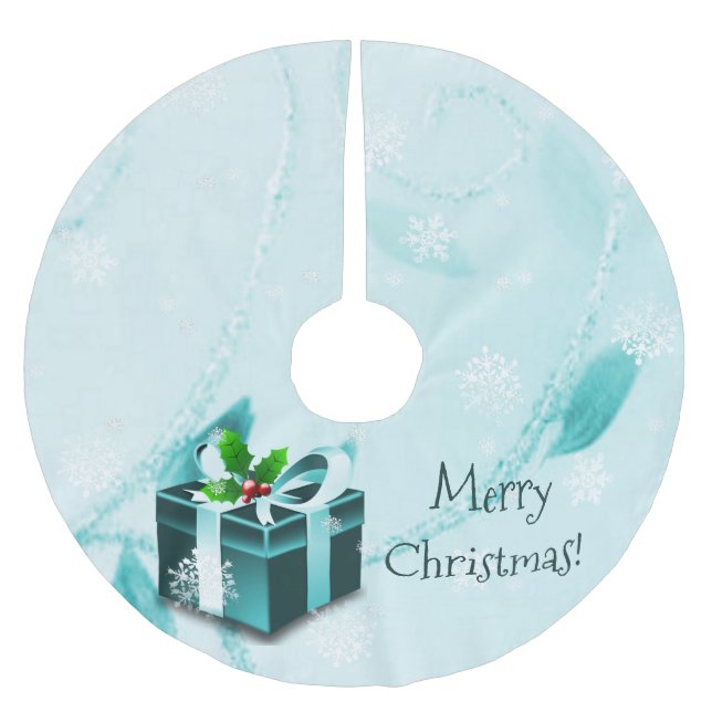 Aquamarines Weihnachtsgeschenk Treppenhaus Polyester Weihnachtsbaumdecke (Vorderseite)