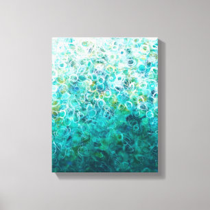 Aquamarines weißes abstraktes Ombre, das Leinwand