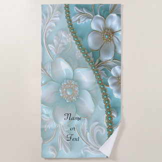 Aquamarines weißes Blumenstrauß Strandtuch