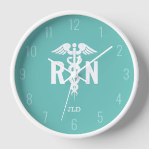 Aquamarines weißes Caduceus Monogramm Uhr