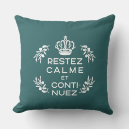 aquamarines weißes Emblem Französisch ruhig halten Kissen