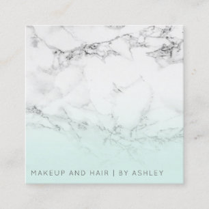 Aquamarines weißes Marmorombre Make-up beruflich Quadratische Visitenkarte