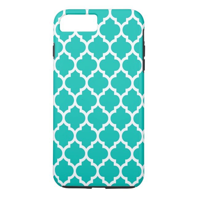 Aquamarines weißes marokkanisches Quatrefoil Trell Case-Mate iPhone Hülle (Rückseite)