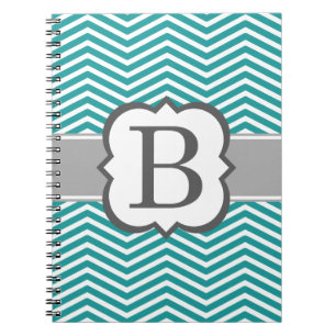 Aquamarines weißes Monogramm Letter B Zickzack Notizblock