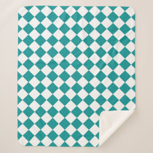 Aquamarines weißes Schachbrett Diamantmuster Sherpadecke