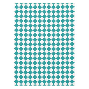 Aquamarines weißes Schachbrett Diamantmuster Tischdecke