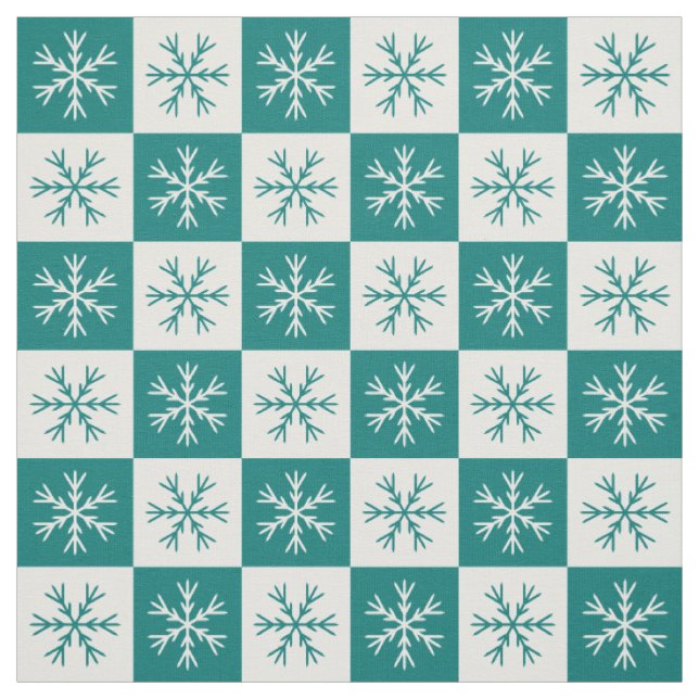 Aquamarines weißes Schneeflockenmuster Stoff (Muster)