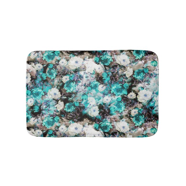 Aquamarines weißes Schwarzes des viktorianischen Badematte (Vorderseite)