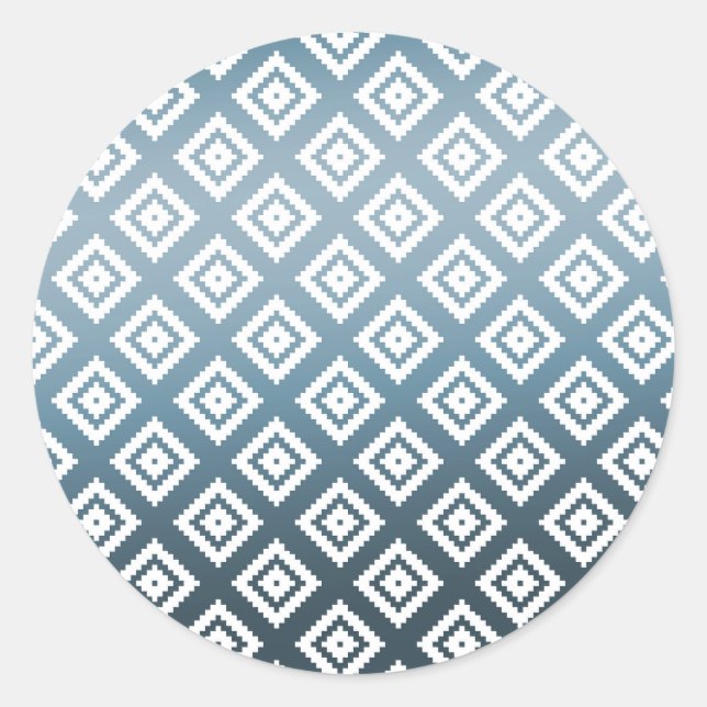 Aquamarines weißes Tribal Aztec Runder Aufkleber (Vorderseite)