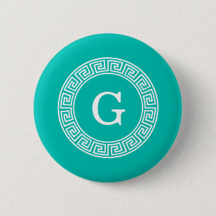 Aquamarines Weißgriechisches Schlüsselanhänger-Mon Button