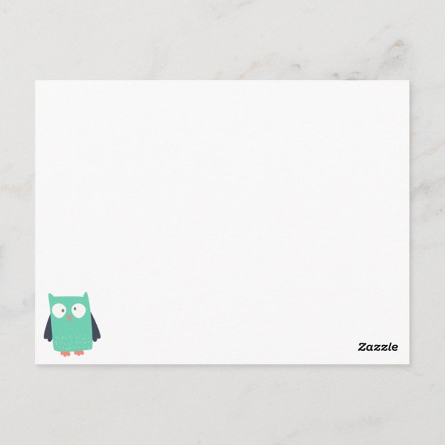 Aquamarines Whimsisches Owl Postkarte (Rückseite)