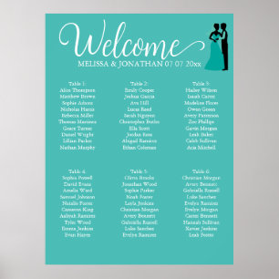 Aquamarines White Elegant Wedding Chart Poster