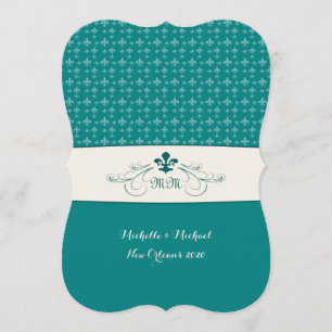 Aquamarines White Lilie Hochzeitsfest Einladung