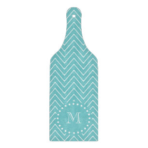 Aquamarines Zickzack aquamarines Monogramm des Schneidebrett
