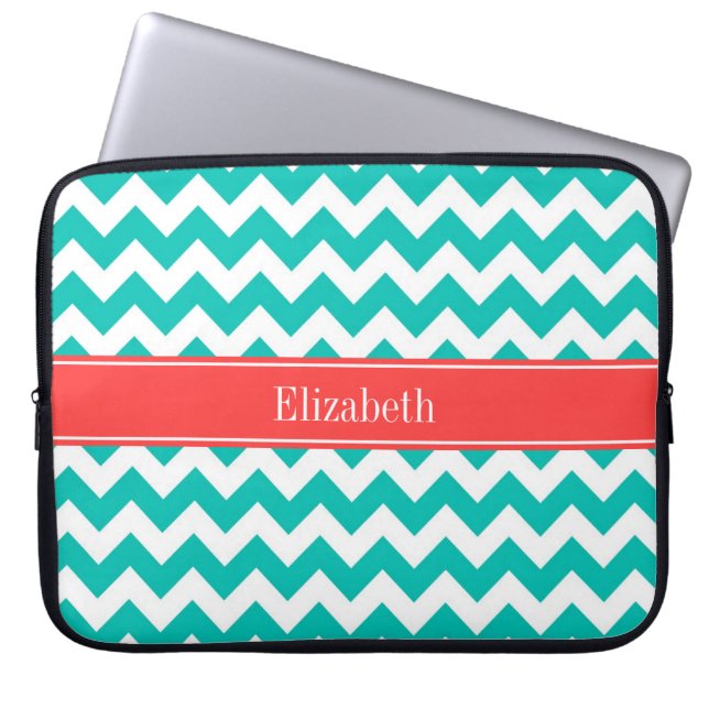 Aquamarines Zickzack ZigZag Korallenbezeichnung Mo Laptopschutzhülle (Vorderseite)