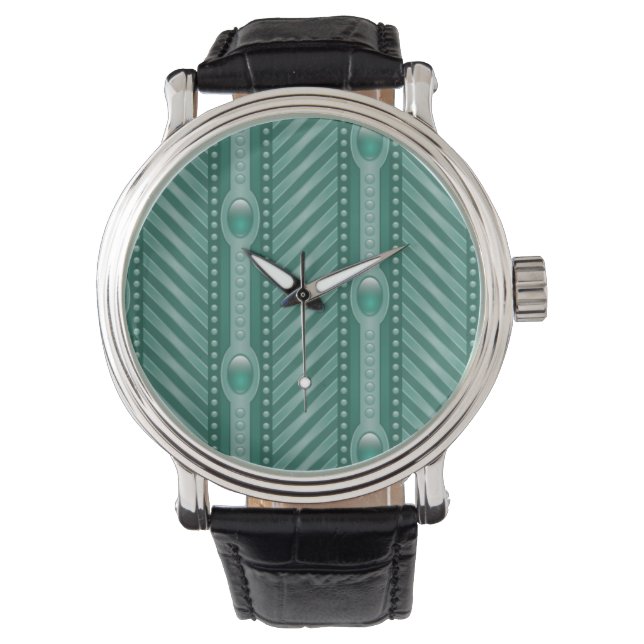 Aquamarines Ziermuster Armbanduhr (Vorderseite)