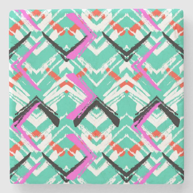 Aquamarines Zig-Zag-Muster Steinuntersetzer (Vorderseite)