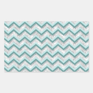 Aquamarines Zigzag-Muster Rechteckiger Aufkleber
