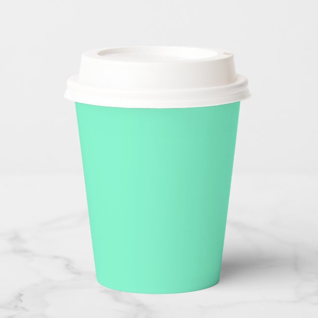 Aquamarinminze Pappbecher (Vorderseite)