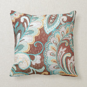 Aquaminze Paisleys Brown weißes Designerkissen Kissen