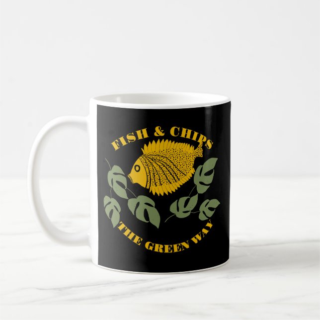 Aquaponics Fisch & Chips Der grüne Weg Schwarz Kaffeetasse (Links)