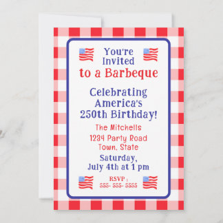 Aquarell 250 Geburtstag USA-Flagge Rotkariert Einladung