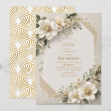 Aquarell 3D-weiße Blume Gold Brautparty