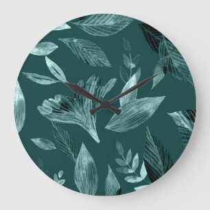 Aquarell abgefallene Blätter 10 Große Wanduhr