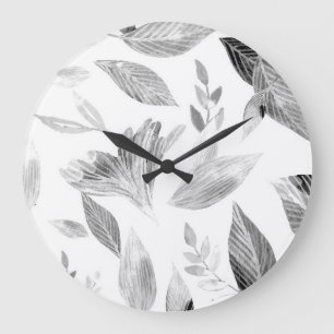 Aquarell abgefallene Blätter 8 Große Wanduhr