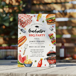 Aquarell-Abschluss-BBQ-Party Einladung