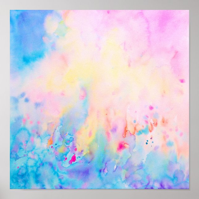 Aquarell Abstrakt Blue Landscape Print Poster (Vorne)