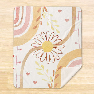 Aquarell-Abstrakt-Botanische Blume und Regenbogen Sherpadecke