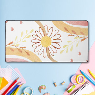 Aquarell-Abstrakt-Botanische-Blumen-Regenbogen-Kin Schreibtischunterlage