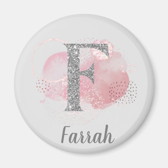 Aquarell Abstrakt & Glitzer Letter F Magnet (Vorne)