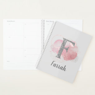 Aquarell Abstrakt & Glitzer Letter F Planer
